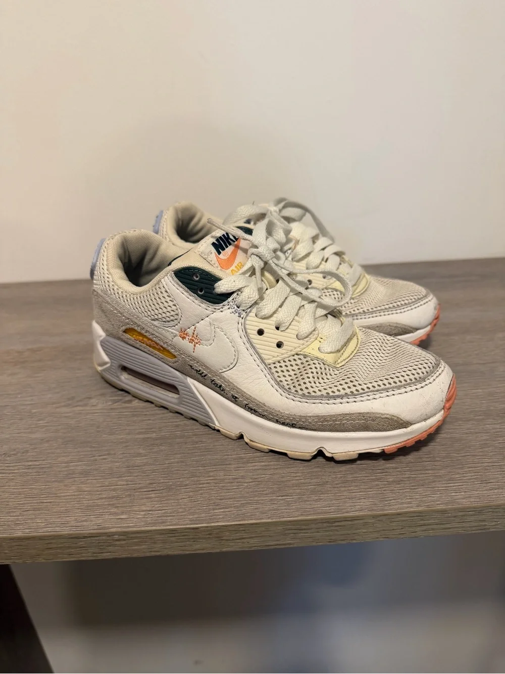 Nike Kids Cream and Orange Mesh Athletic Sneakers